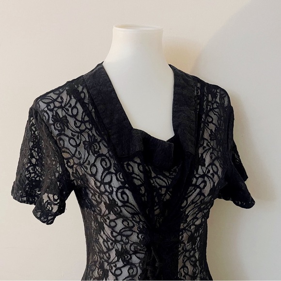 Vintage Black Lace Nightgown Castlecore Romantic Fairy Whimsigoth Edgeyboho - Picture 3 of 5
